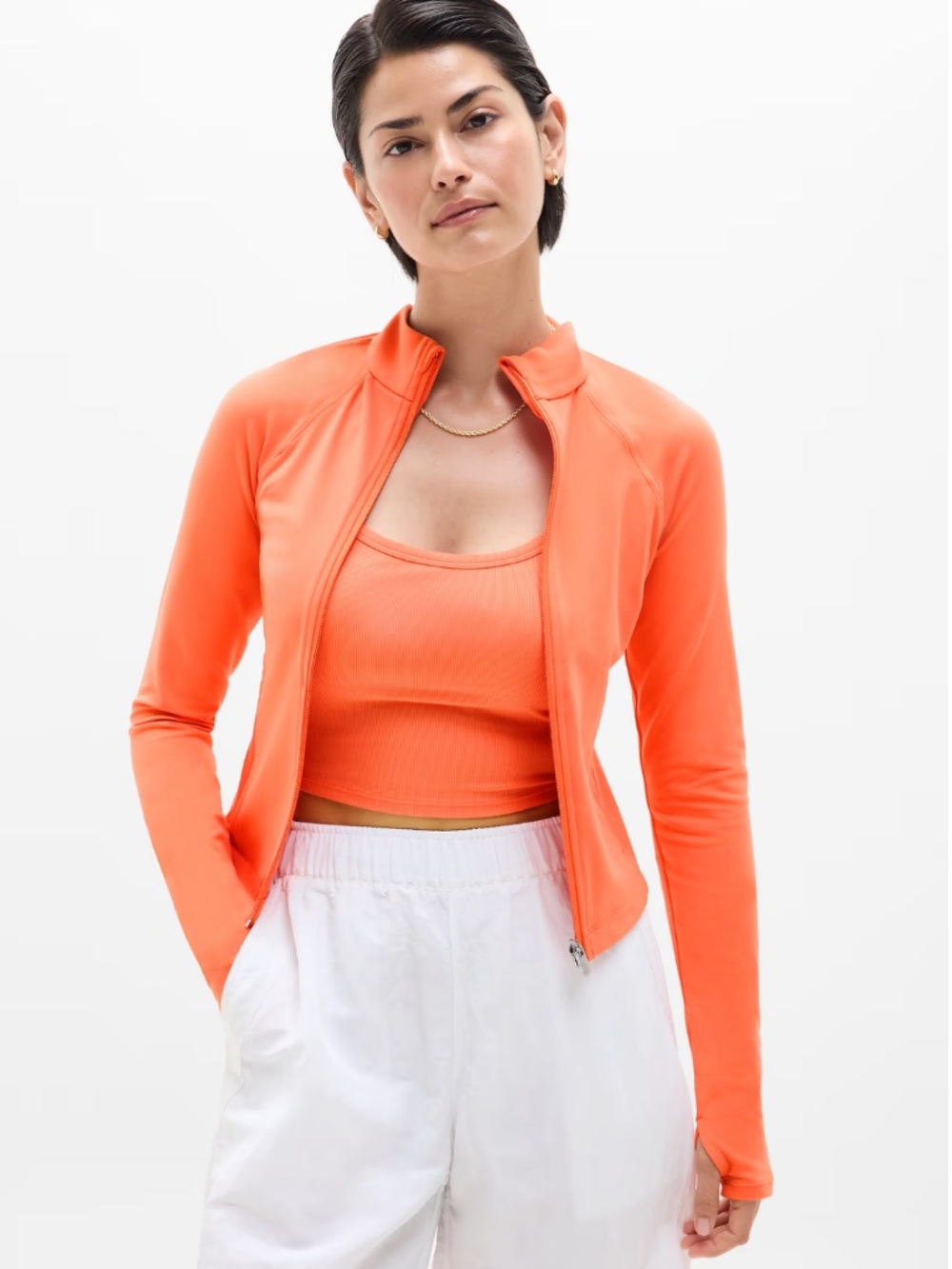 NWT Athleta Women's Salutation Crop Jacket in Orange Haze - S